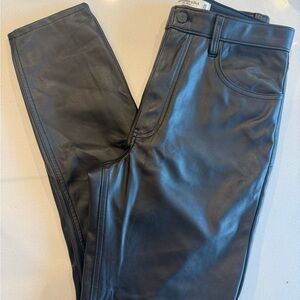 Abercrombie & Fitch Shiny Black Leather Pants Size 10 Long